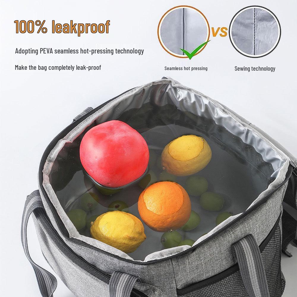 Portable Oxford Cloth Insulated Lunch Tote - Large Capacity Ice Pack Bag for Outdoor Use