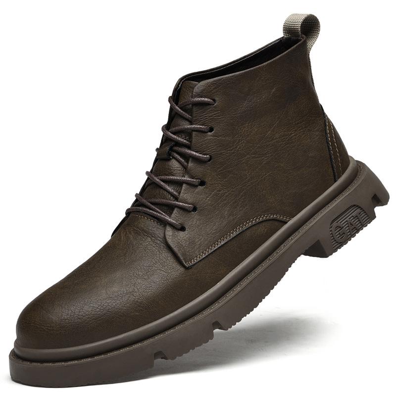 

Мужские ботинки Мартин с ручной царапиной, мужская обувь, весенне-осенние ботинки, мужские ботинки средней высоты, британские высокие короткие ботинки, повседневная рабочая обувь 45 хаки