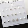 Yiwu, European and American Simple Cross-border Pearl Earrings, Diamond Round 9-piece Stud Earrings Set Mixed Batch