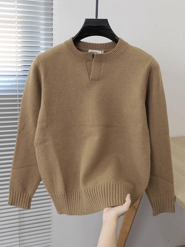 2023 Men's Autumn Solid Color Crew Neck Sweater - Youthful Korean Style Knit Pullover