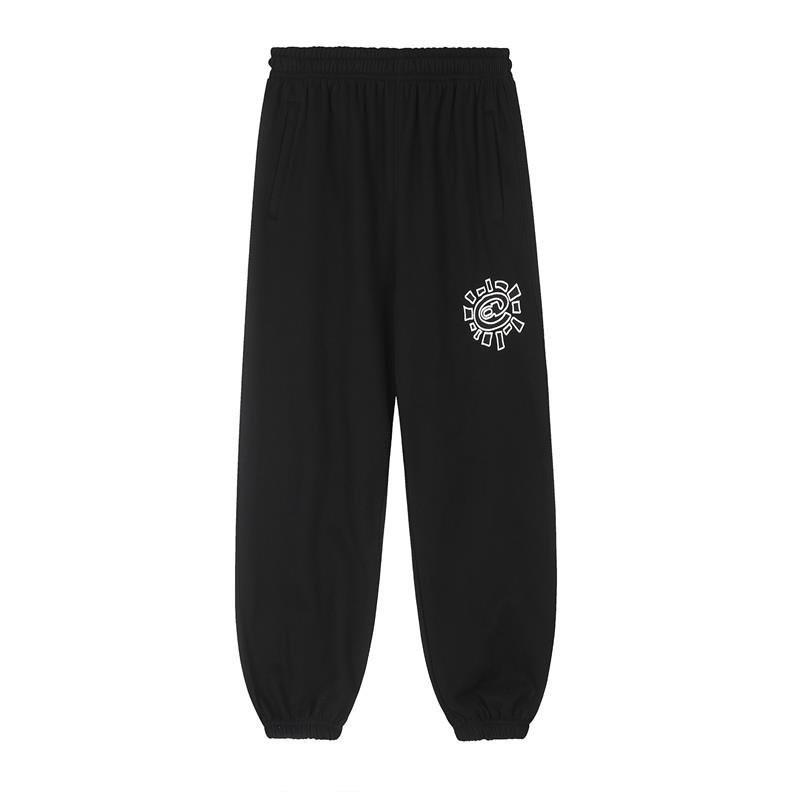 Sun Patch Embroidery Fleece Tracksuit Hoodie Sweatpants Set Men Women Loose Streetwear Casual