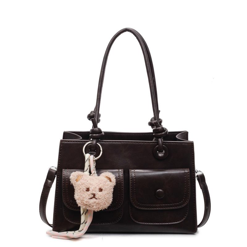 

Новая женская сумка-тоут, многокарманная наплечная сумка, модная сумка-мессенджер no pendant темно-коричневого