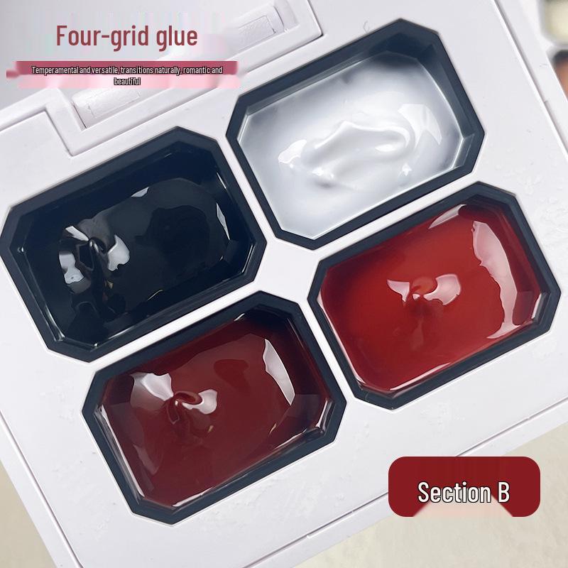 2025 Gel Nail Art: 4 Colors - Gradient Blush, Black, White, Red with Fine Glitter & Iridescent Platinum. High Saturation Painting Gel.
