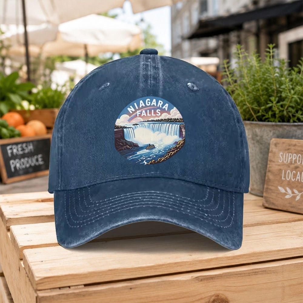 Niagara Falls Scenery Washed Baseball Cap Unisex Casual Outdoor Hiking Daily Commuting Street Style Cap