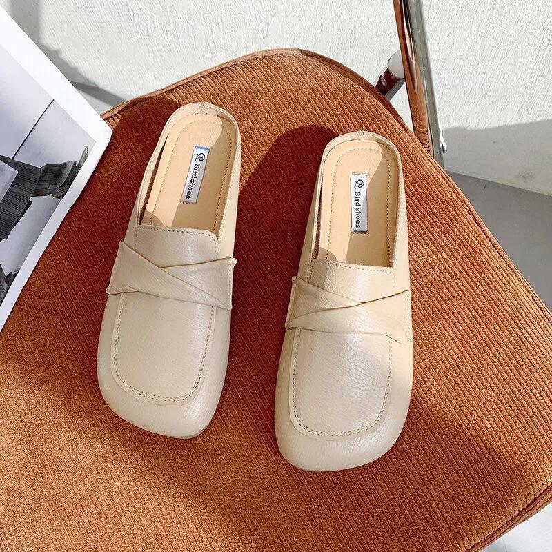Baotou slippers women's outer wear 2025 summer new one-pedal muller shoes fashionable versatile evening wind lazy half drag