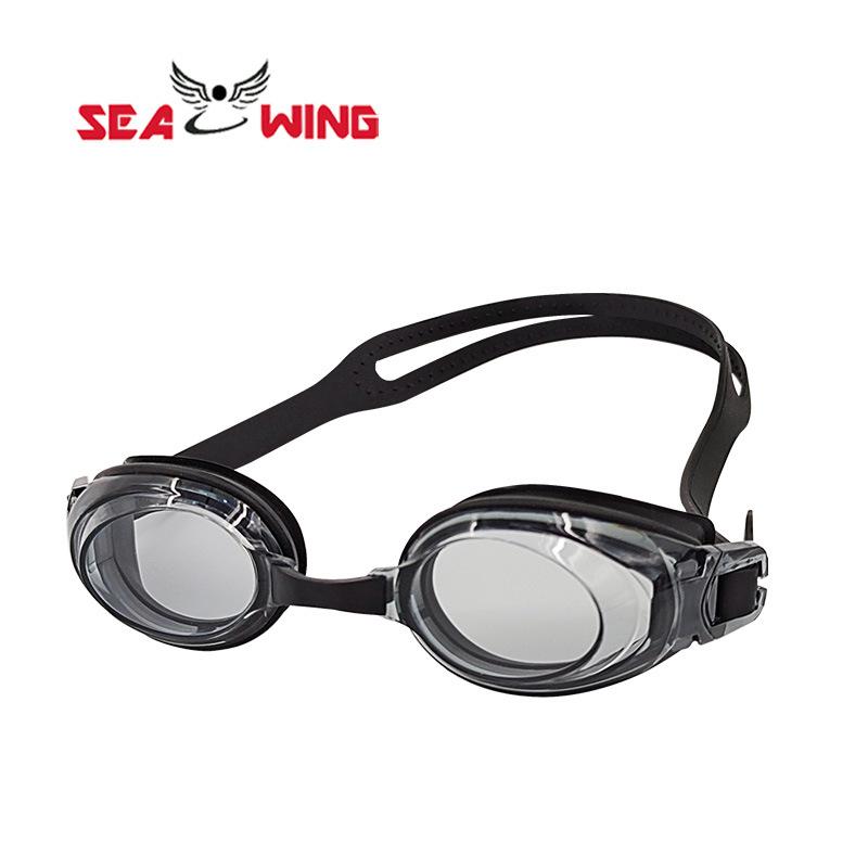 Adult swimming goggles, high-definition, waterproof, anti-fog, transparent, unisex, flat-lens swimming goggles, diving sports equipment 1315Black【Bags】
