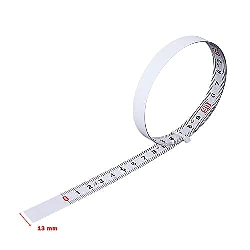 myoseya Setting Tape Measure, Carbon Steel, Adhesive Tape, Metric, White Paint, 1M-0-1M, 13mm Wide