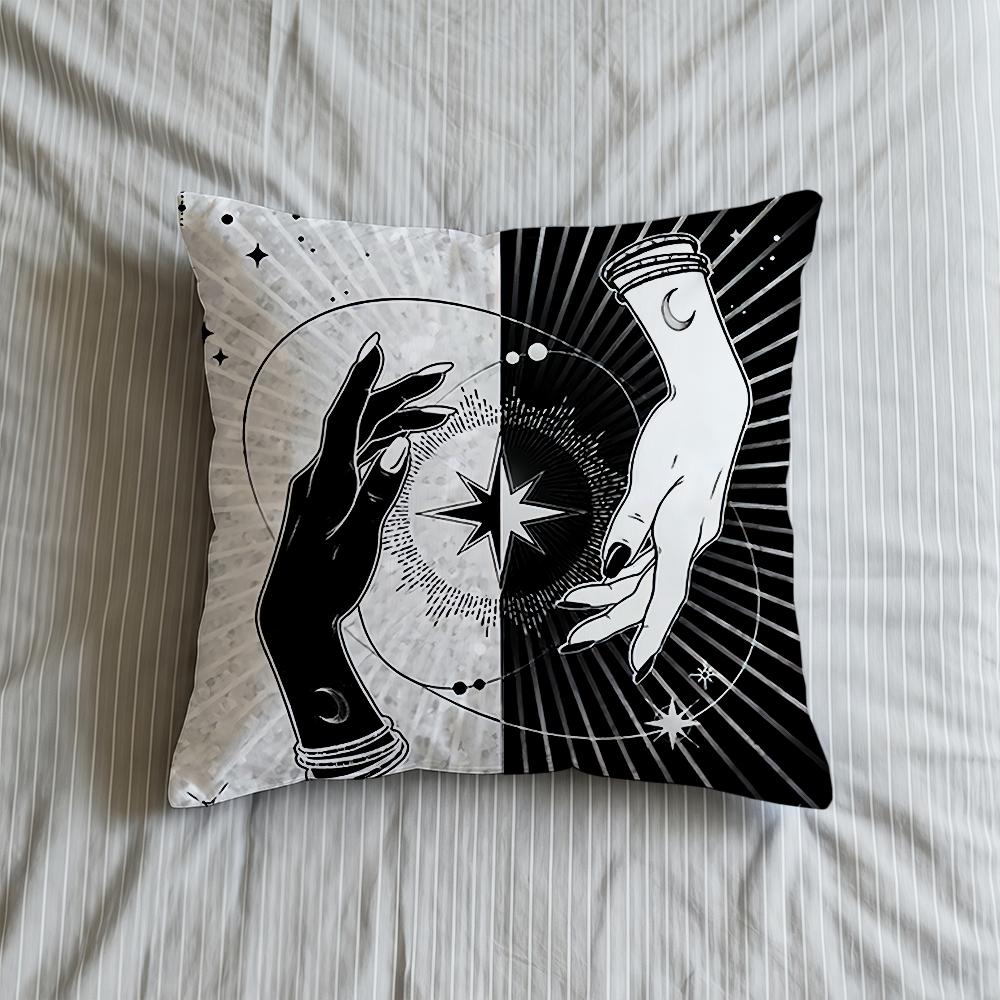 Cushion Cover Print Soft Celestial Case Sofa Living Hands Room Home Comfortable Office Decor Sun Protective Pillow Moon Covers
