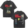 Bad Bunny "DeBí TiRAR Más FOTOS" Testo & Isola Tropicale Vintage Lavato Oversize T-shirt Nera | Fan Musica Latina Unisex Streetwear Tee