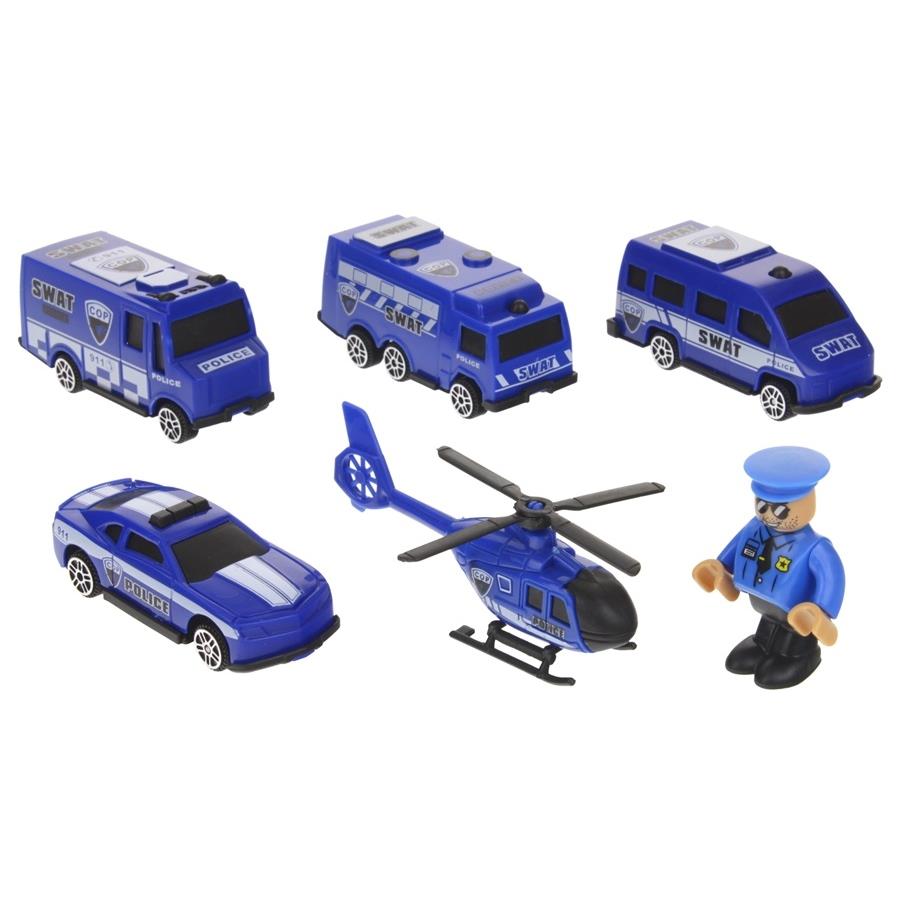 Electric Train Police Train Tracks Loop Locomotive 4 Cars Set