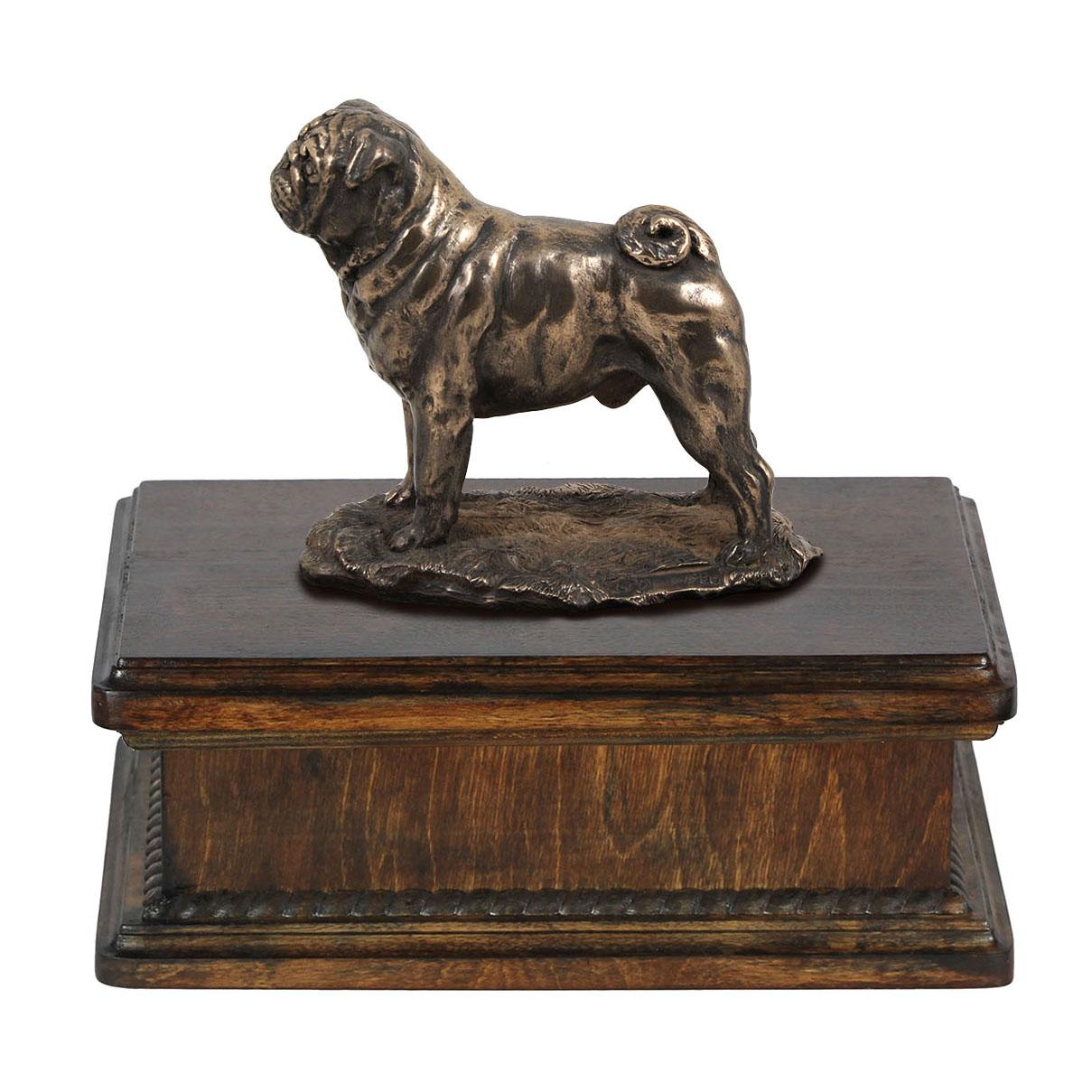 

Pug - urn for dog ashes, classic urn with a statuette, elegant urn with a dog by Art-Dog brand коричневий