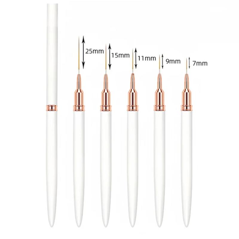 5-Piece Nail Art Liner Brush Set - Precision UV Gel Brushes for French Lines &Floral Painting, Professional Manicure Detail Tool