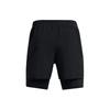 Under Armour Mid-Waist Drawstring Fitted 2-In-1 Sports Shorts Men Bottoms Black 1382640-001