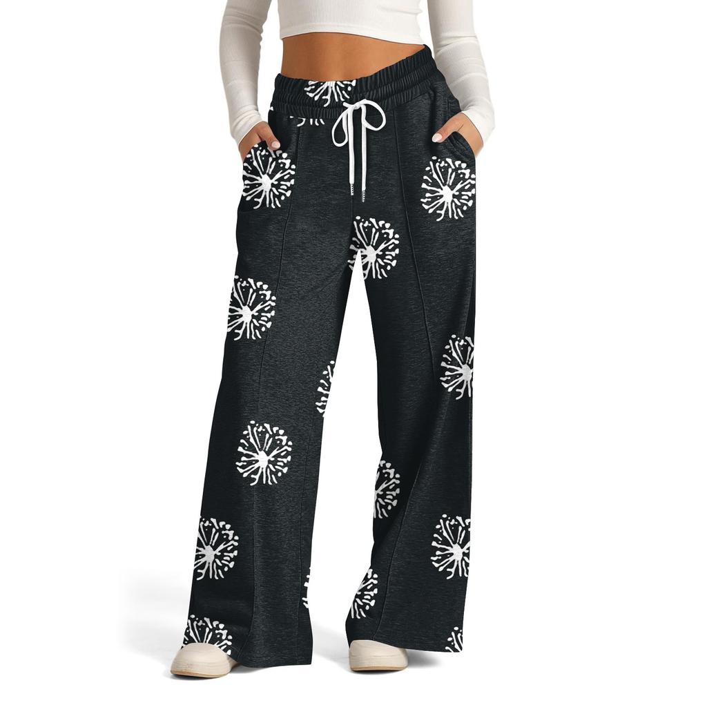 Women's Wide Leg Casual Pants High Waist  Printed Sweatpants