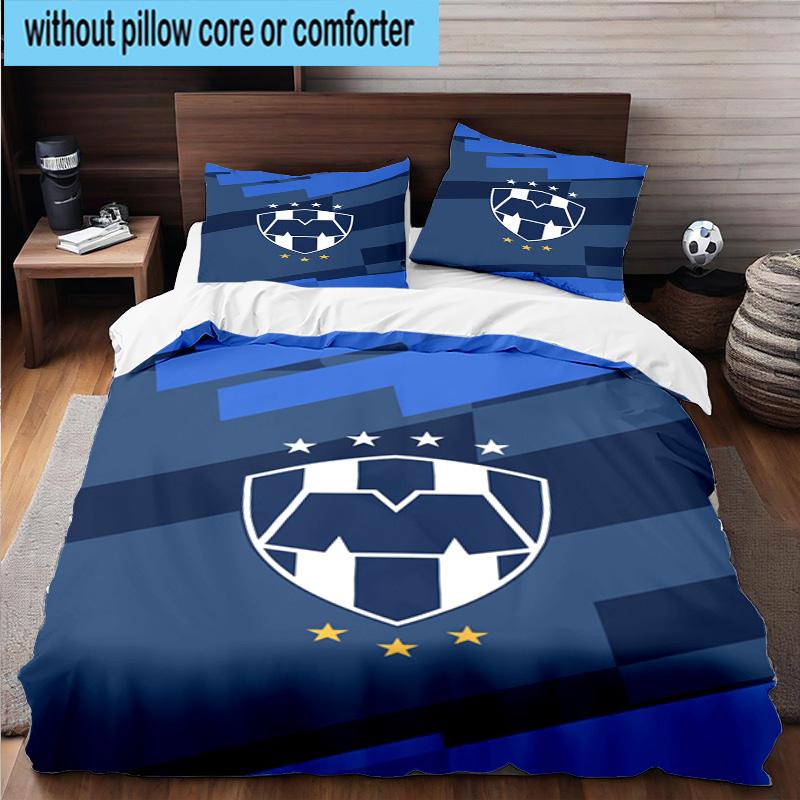 3pcs Monter-rey Football Crest Art Printed Bedding Set Duvet Cover Closure Includes 1 Duvet Cover & 2 Pillowcases Bedding Sets Home Decor Gifts