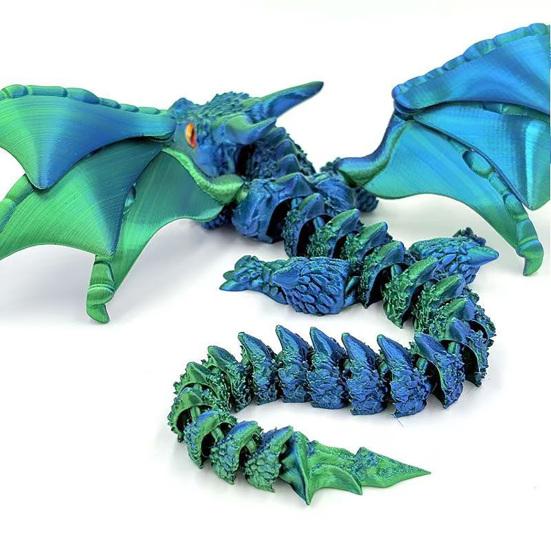 DYS 3D Printed Articulated Dragon Figurine with Adjustable Wings and Unique Eyes, Movable Joints Sculpture for Home Decor Fantasy Gift Lovers