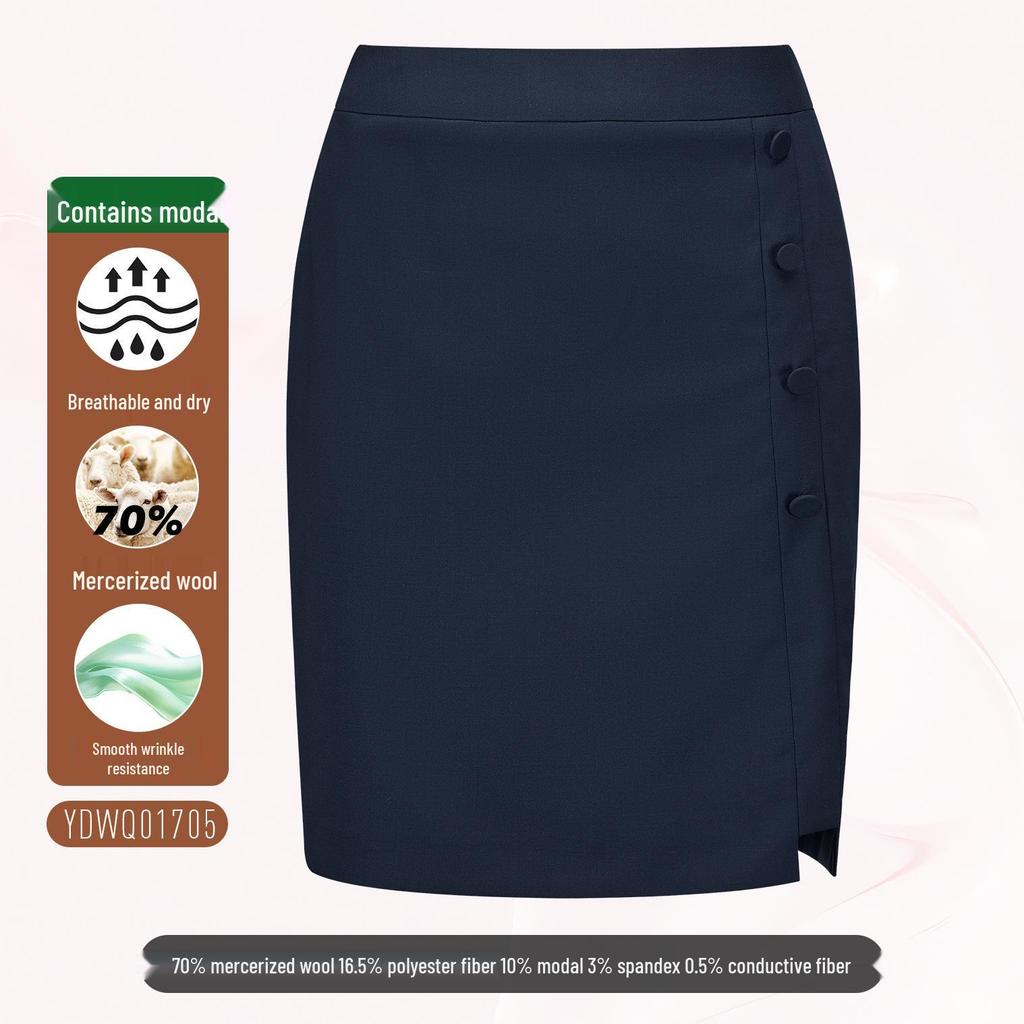 Silk Wool Professional Midi Bodycon Skirt - Formal Slimming A-line Workwear