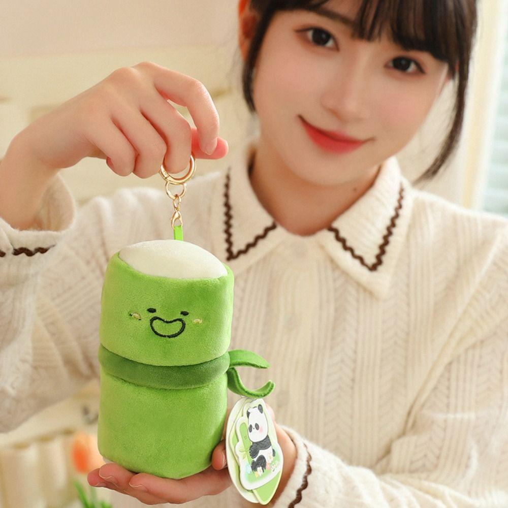 Cute Panda Keychain Cartoon Kawaii Animal Pendant Fashion Bamboo Tube Bag Pendant Unisex