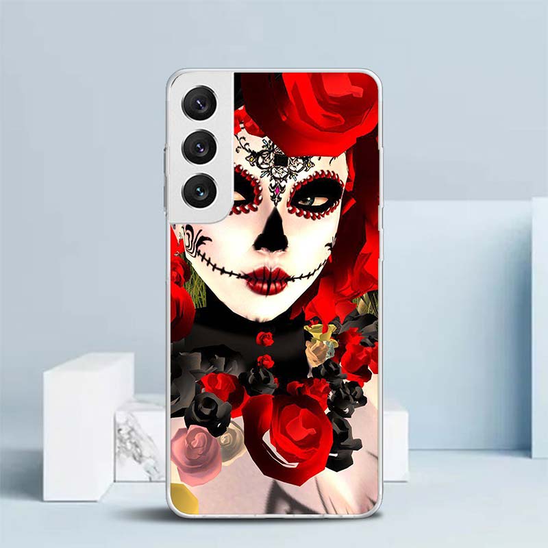 Catrina Beautiful Rose Girl Skull Soft Cover for Samsung Galaxy S25 Edge S26 S24 S23 Ultra Phone Case S22 S21 Plus S20 FE Print