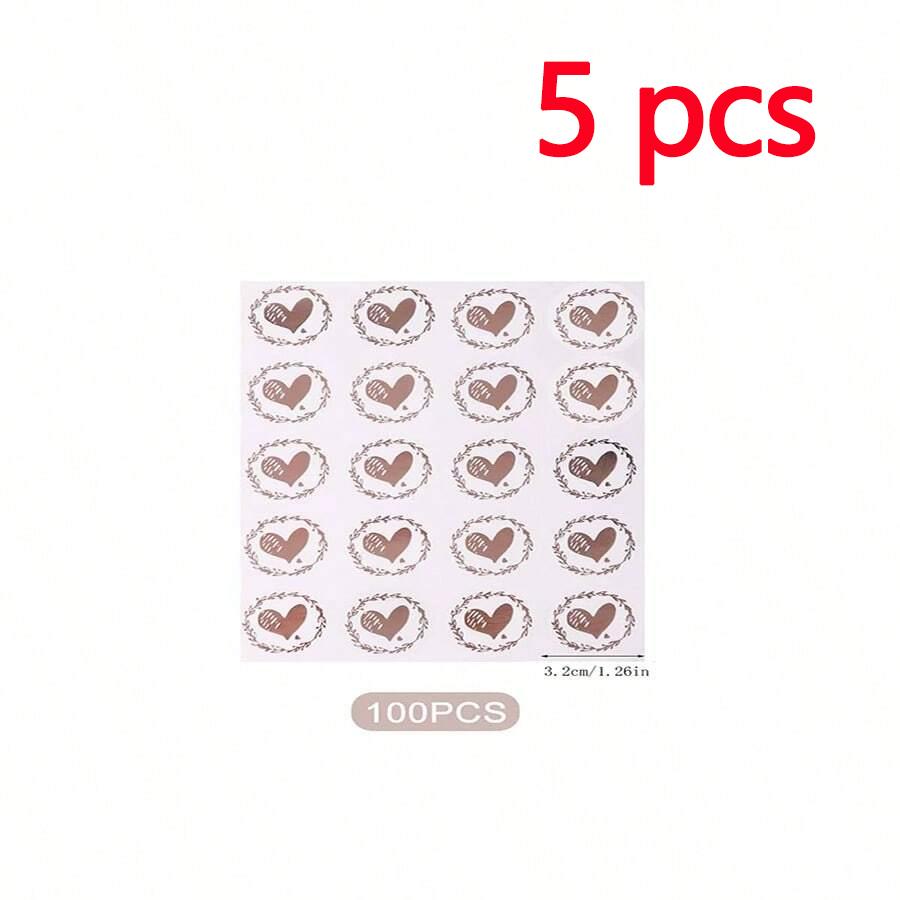 

5 листов бронзовых прозрачных наклеек для запечатывания, круглые золотые серебряные конверты с сердечками, этикетки для конфет, подарков для выпечки, декора своими руками