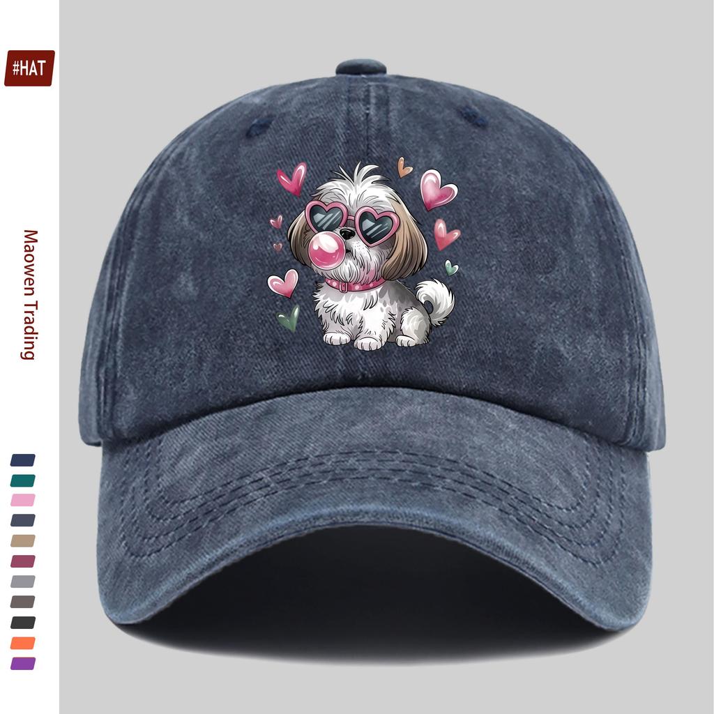 Pc Cute Bulldog with HeartShaped Fashion Glasses Print Baseball Cap with Love Heart Print Design Sun Hat Comfortable And Light