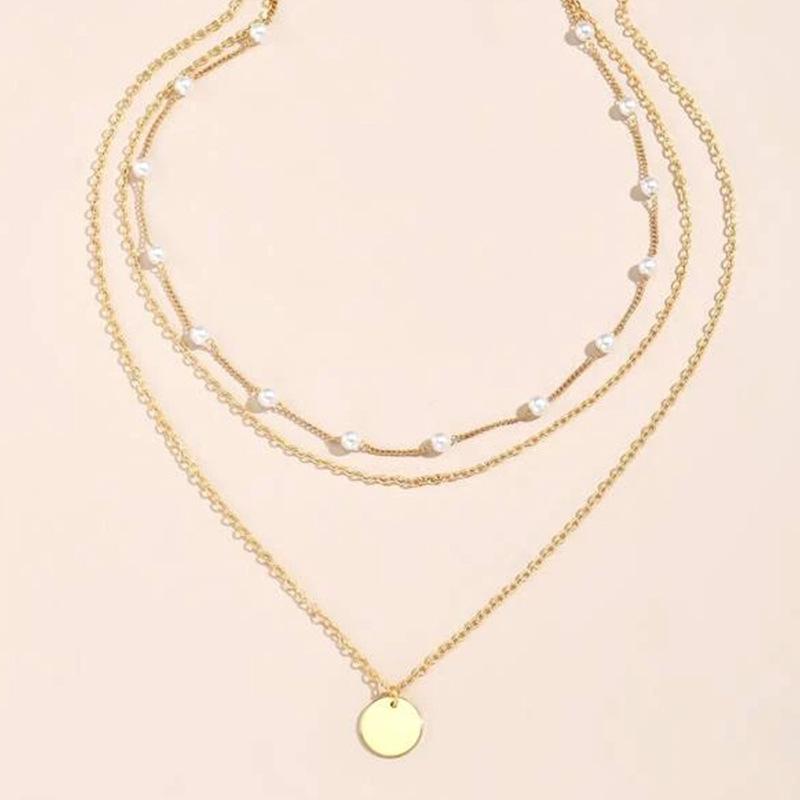 Pearl Double-Layer Geometric Necklace - Versatile Casual Fashion Pendant