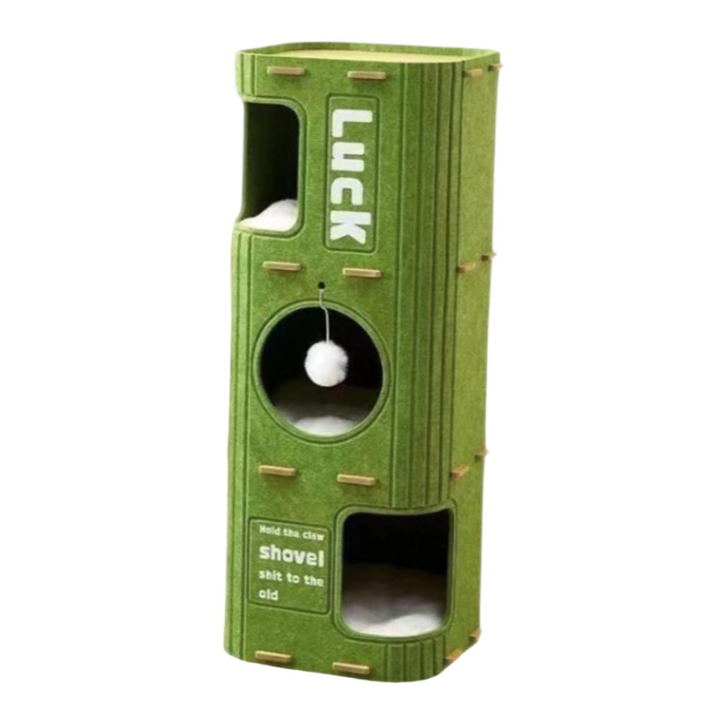 2-3 Tiers Cat House Enclosed Hut Cat Climbing Tree Kitten Scratching Post W/ Hanging Ball Toy for Cats Sleeping Resting Playing