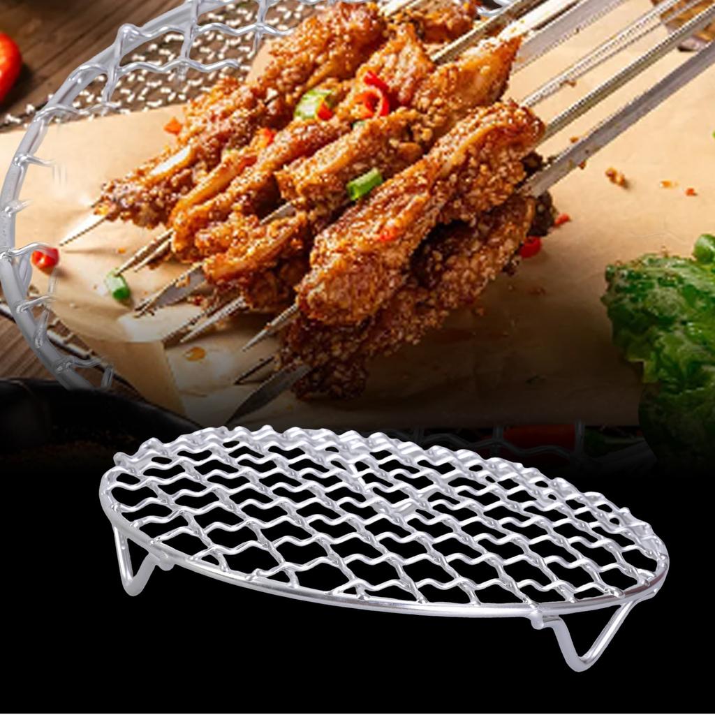 Stainless Steel Round Baking Rack Outdoor BBQ Accessories Easy Cleaning Suitable for Grilling Roasting and Cooling