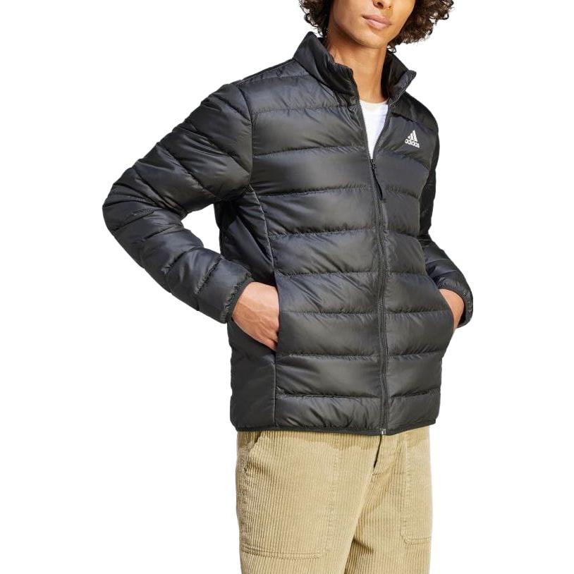 Adidas Essentials Light Down Jacket Solid Color Stand Collar Zipper Long Sleeve Jacket Men Jacket Black HZ5730