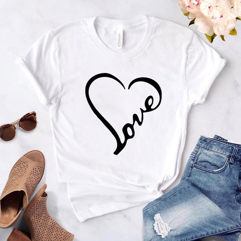 Women Tshirt Harajuku Love Graphic Fashion Female Tee Top White Ladies T-Shirt Casual Streetwear Tee Shirt Femme