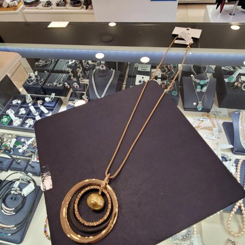 Atria Oval Freshwater Wood Ring N Necklace MRNNEFR0005BKF