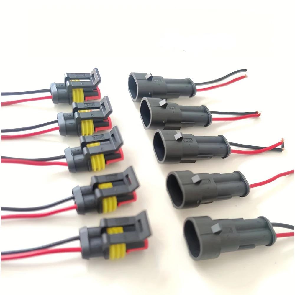2 Pin Connector Waterproof Connector Male and Female Way 20AWG Wire Suitable for Car Truck Boat Other Wire Connection