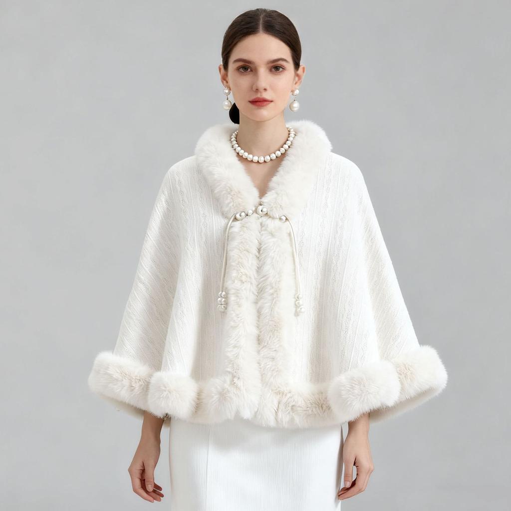 New Velvet And Thick Fur Collar Shawl For Women To Keep Warm