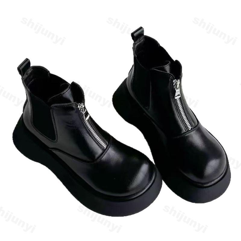 Fashion Woman Retro Chelsea Short Boots British Style 2025 Autumn Ankle Boots Platform Zipper Outdoor Anti Slip Women's Ankle Boots