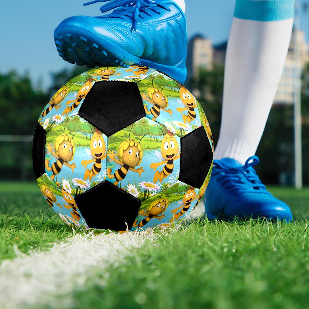Bees and Maya Indoor Soccer Ball Colorful Machine Stitched PVC Size 5 Team Training Competition Ready Durable High-Bounce Cool Sports Gift