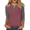 Women's T Shirt Print Button 3/4 Sleeve Daily Weekend Fashion Basic V- Neck Regular Top