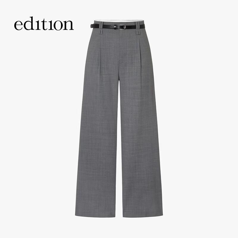 Edition Women's Summer Wool Blend Wide-Leg Trousers with Belt