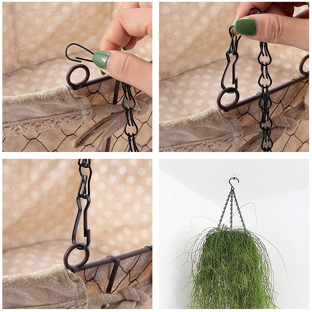 1pc 40cm Garden Basket Hanging Metal Chains Flower Planter Pots Holder 3/4 Point Plant Hanger Home Garden Tools