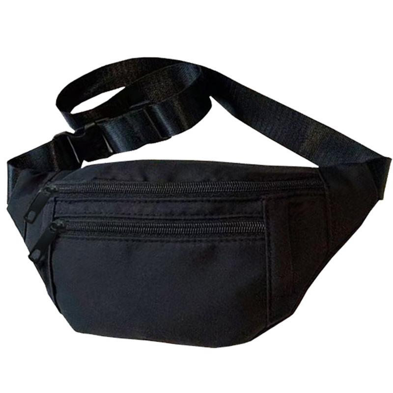 Practical Versatile Black Waist Bag Multi-pocket Design Adjustable-strap Lightweight for Daily Use Casual Bag