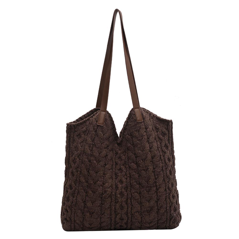 

Винтажная сумка на плечо, женская вязаная зимняя однотонная сумка на плечо, подмышки, повседневная сумочка для покупок, путешествий кофейный
