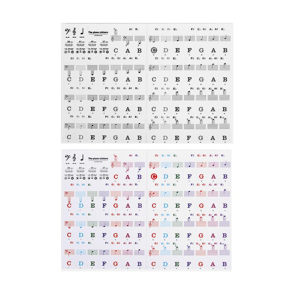 88 61 54 Tasters Piano Keyboard Klistremerker Avtakbare Keyboardetiketter med Notelinjer for Nybegynnere Enkel Installasjon