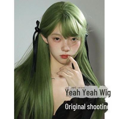 Daily Internet Celebrity Lolita Long Straight Hair Wig with Realistic Bangs - Summer JK Full Head Set