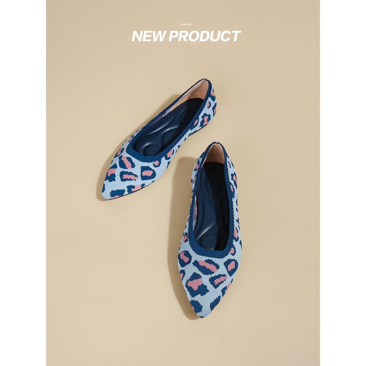 

Туфли-мухи тканые заостренные одинарные туфли женские туфли трикотажные на плоской подошве с мягкой подошвой дышащие трикотажные весна и осень 43