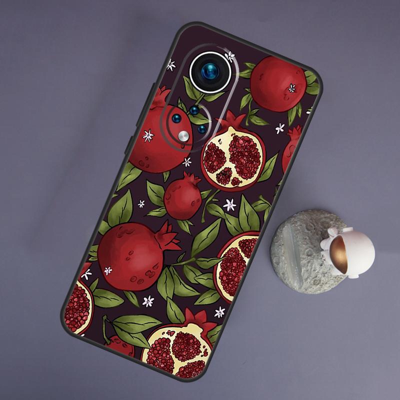 Food Fruit Red Pomegranate For Huawei Honor Magic 5 Lite 70 50 X8 X9 a P20 P30 P40 P50 P60 Pro P Smart Nova 9 5T Case