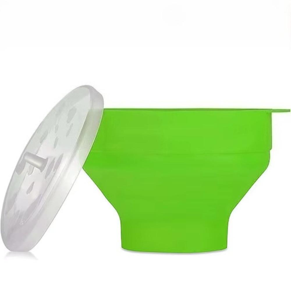 1Pcs Silicone Microwave DIY Popcorn Maker Collapsible Bowl with Lid for Home Family Movie Fruit Dish Kitchen Easy Tools