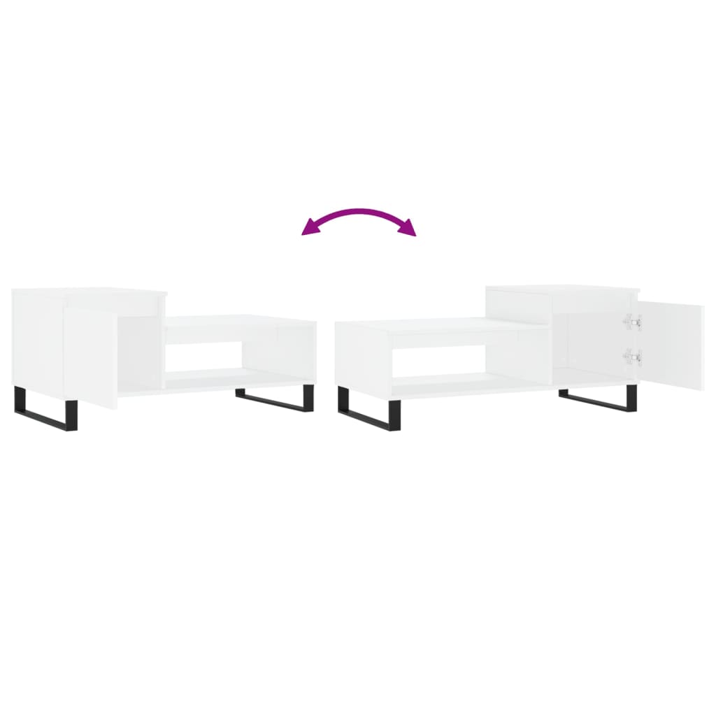  Coffee Table, White 100x50x45 Cm, Wood-based Material