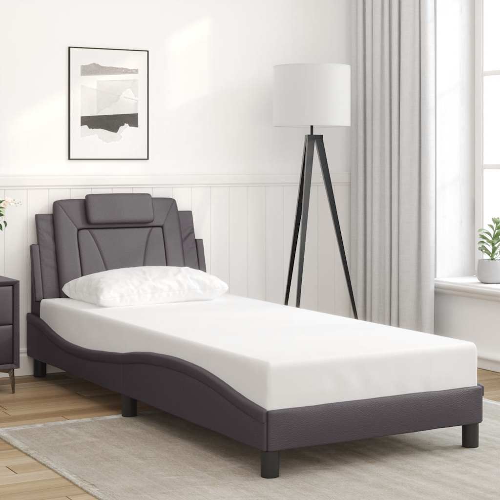 Viana  Bed Frame without Mattress Gray 80 x 200 cm Faux Leather
