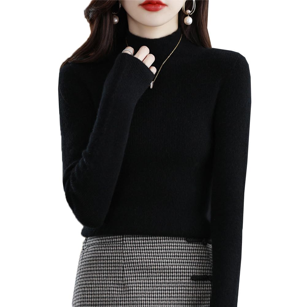 ZXCVWWE Knit High Everyday Available In 4 Colors Women's Sweater, Neck, Thick, Warm, Solid, Simple, Stretchy, Soft, Layering, Innerwear, Casual,