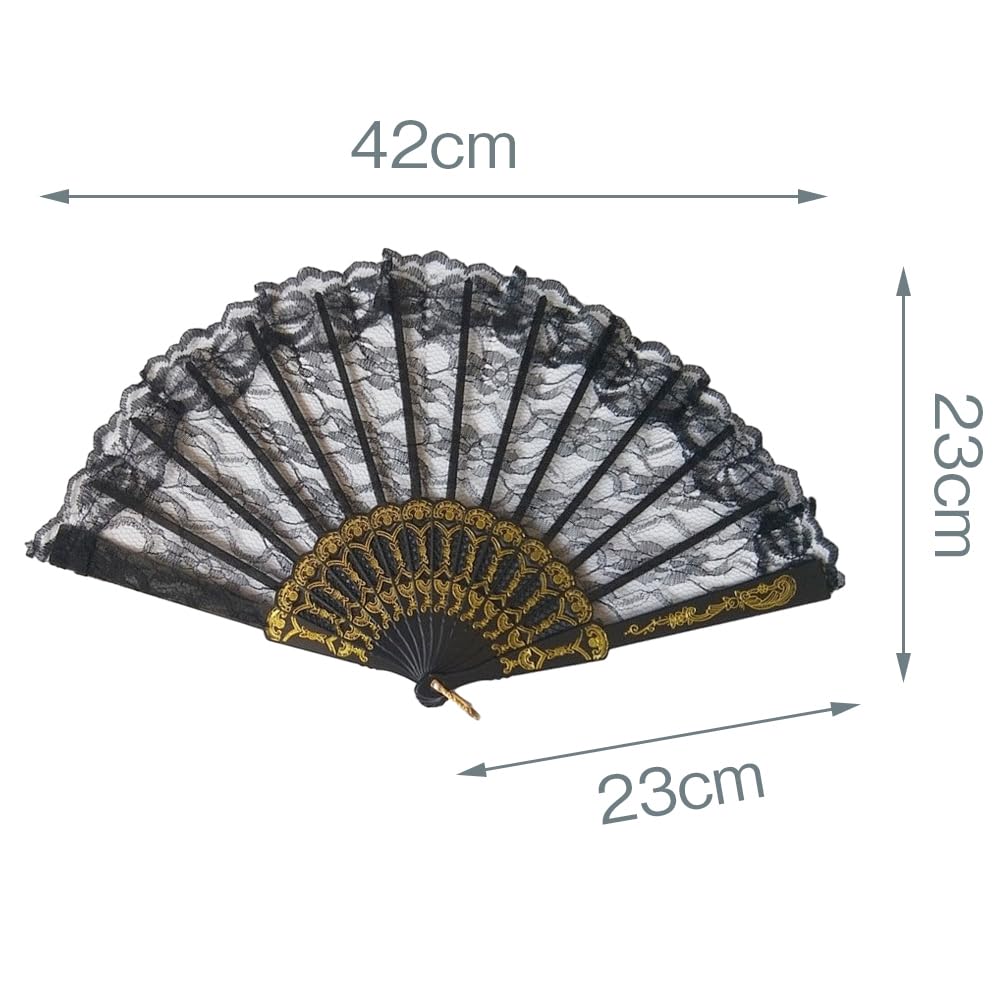 LOYELEY Lace Fan Flower Fan Foldable Dance Performance Fan for Spanish Dances Quixote and Spanish Decorative Fan for Dance Performance Practice Ballet