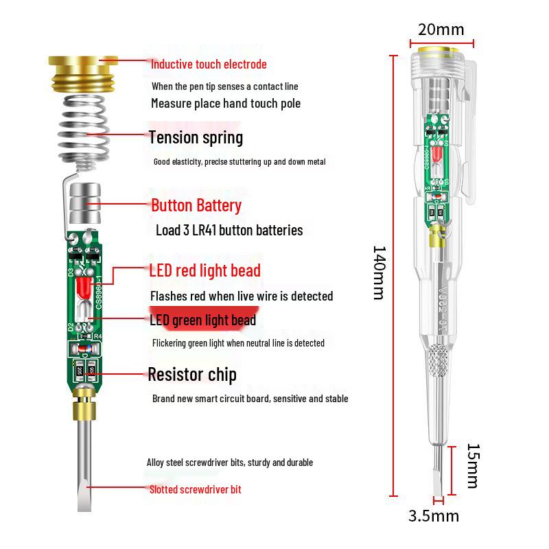 Multifunctional Electrician's Intelligent Voltage Tester with High-Brightness Indicator